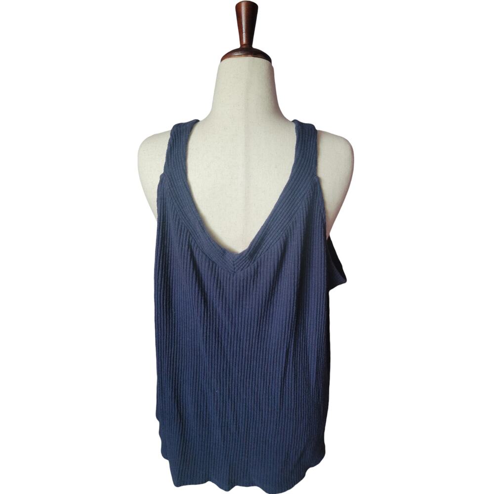 Ava & Viv plus size 3XL navy blue button‎ down casual tank top - Picture 6 of 6